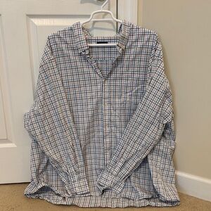 Men's Blue and White Checkered Shirt